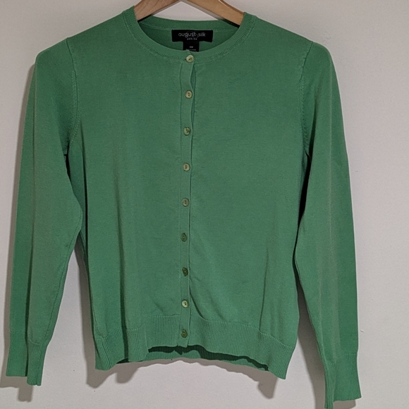 August Silk Green Button-Up Cardigan - Picture 3 of 10